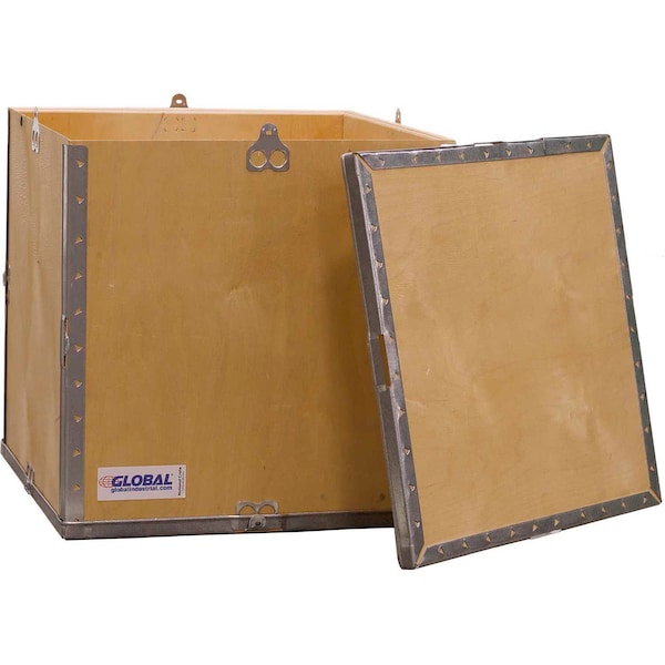 Global Industrial 17.25 in x 17.25 in x 17.5 in 4 Panel Hinged Shipping Crate, Brown, Plywood B2352228 - main